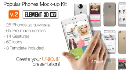 Popular Phones Mock-up Kit Video Displays template preview