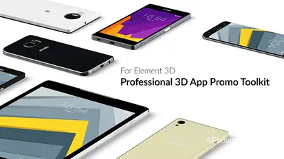 Professional 3D App Promo Toolkit for Element 3D Video Displays template preview