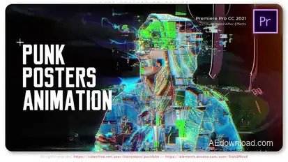 Punk Posters Animation Premiere Pro template preview