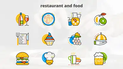 Restaurant And Food - Flat Animated Icons Video Displays template preview
