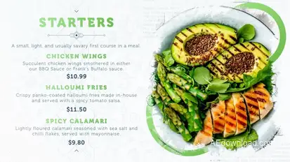 Restaurant Food Menu Slides Video Displays template preview