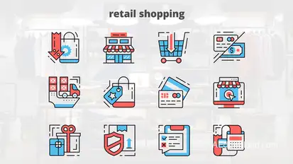 Retail Shoping – Thin Line Icons Video Displays template preview