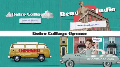 Retro Collage Opener Premiere Pro template preview