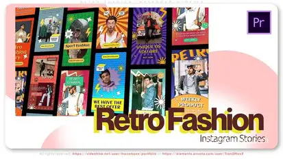Retro Fashion Instagram Stories Premiere Pro template preview