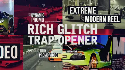 Rich Glitch Trap Opener Video Displays template preview