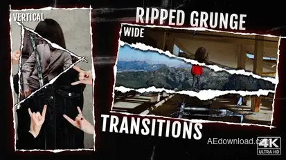 Ripped Grunge Transitions Premiere Pro template preview