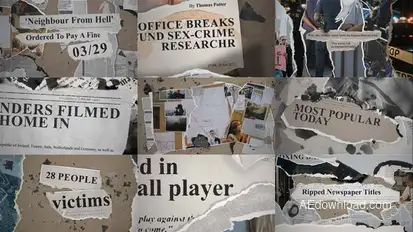 Ripped Newspaper Titles Premiere Pro template preview