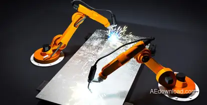 Robot arms welding Video Displays template preview
