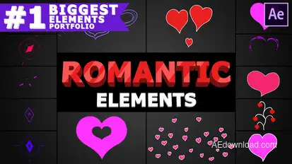 Romantic Elements | After Effects Video Displays template preview