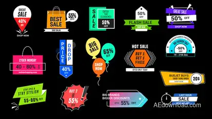 Sales & Discounts Badges Premiere Pro template preview