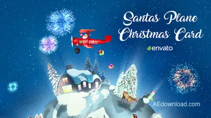 Santas Plane Christmas Card  | After Effects Template Video Displays template preview