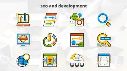 Seo And Development - Flat Animated Icons Video Displays template preview