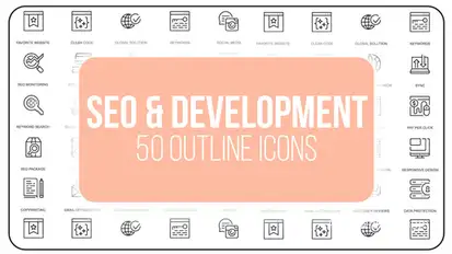 Seo Development and Optimization - 50 Thin Line Icons Video Displays template preview