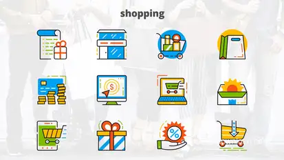 Shopping - Flat Animated Icons Video Displays template preview