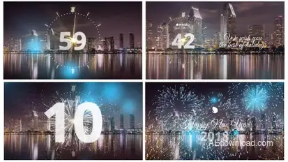 Silver New Year Countdown 2019 Video Displays template preview