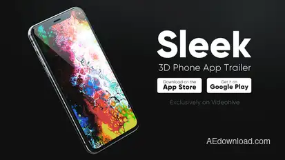 Sleek 3D Phone App Trailer Video Displays template preview