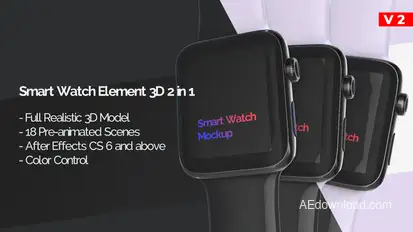 Smart Watch 3D Model Mockup - App Promo Video Displays template preview