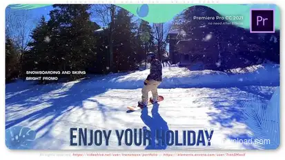 Snowboarding and Skiing - Bright Promo Premiere Pro template preview