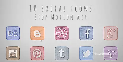 Social Icons Stop Motion Kit Video Displays template preview