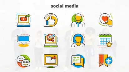 Social Media - Flat Animated Icons Video Displays template preview