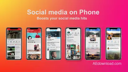 Social Media on Phone Video Displays template preview