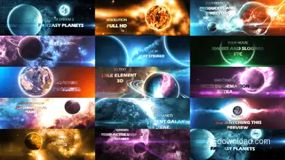 Solar System 2 ( Fantasy Planets ) 8K Video Displays template preview