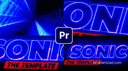 Sonic Text Logo Reveal Premiere Pro template preview