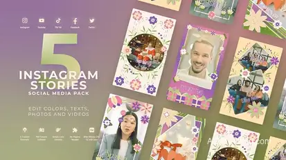 Spring and Summer Nature Flowers - Instagram Vertical Reel MOGRT Premiere Pro Premiere Pro template preview