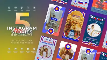 Stories Slovenia Independence Day Slovenia Flag Instagram Stories Memorial Day MOGRT Premiere Pro Premiere Pro template preview