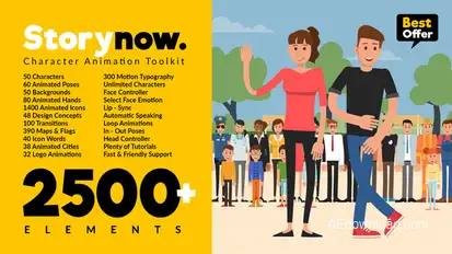 Story Now | Character Animation Explainer Toolkit Video Displays template preview