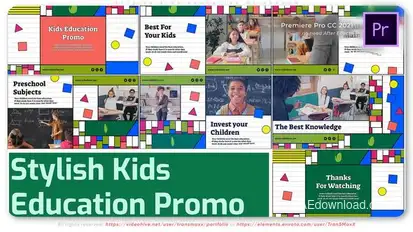 Stylish Kids Education Slideshow Premiere Pro template preview
