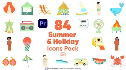 Summer & Holiday Icons Pack For Premiere Pro Premiere Pro template preview