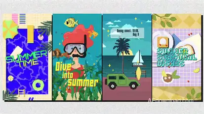 Summer Pixel Art Stories Premiere Pro template preview