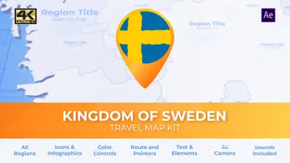 Sweden Map - Kingdom of Sweden Travel Map Video Displays template preview