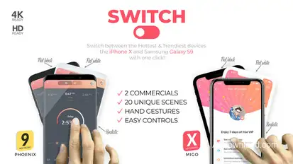 Switch: phoneX & s9 App Promo Video Displays template preview