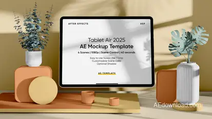 Tablet Air 2025 AE Screen Mockup Template Video Displays template preview