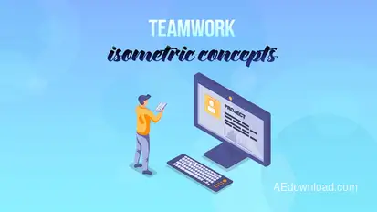Teamwork - Isometric Concept Video Displays template preview