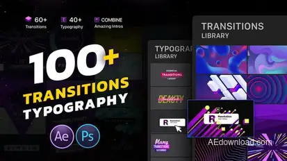 Transitions & Typography Library Video Displays template preview