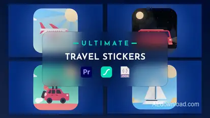 Travel Stickers Animation for Premiere Pro Premiere Pro template preview