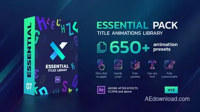TypeX - Essential Pack: Title Animation Presets Library Video Displays template preview