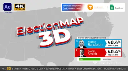 United States Election Map 3D Video Displays template preview