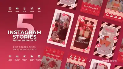 Valentine Day Instagram Vertical Reel MOGRT Premiere Pro Premiere Pro template preview