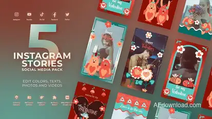 Valentines Day Vertical Instagram MOGRT Premiere Pro Premiere Pro template preview