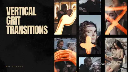 Vertical Grit Transitions Premiere Pro template preview