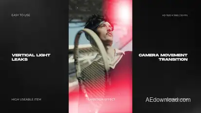 Vertical Light Leaks Camera Movement Transition Titles template preview