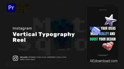 Vertical Typography Reel for Premiere Pro Premiere Pro template preview