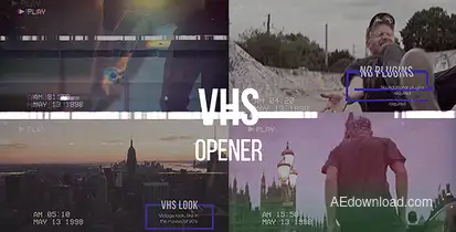 VHS Opener // Modern Glitch Slideshow Video Displays template preview