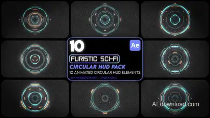 10 Futuristic Sci-fi Circular HUD Pack Infographics template preview