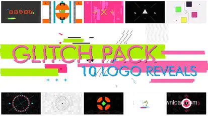 10 Glitch Shapes logos Logo Stings template preview