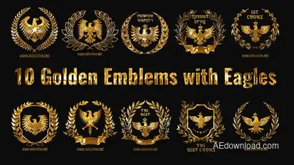 10 Golden Emblems with Eagles Openers template preview